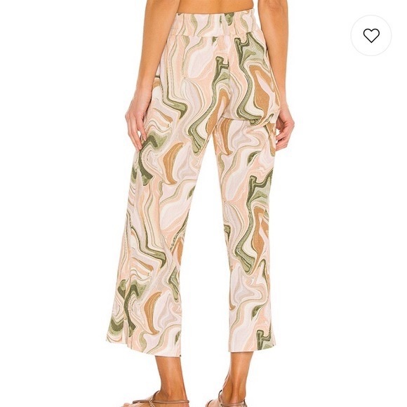 BEACH RIOT Ribbed Knit Hailey Cropped Lounge Pants Marble Swirl Print XS NWT - Picture 4 of 10